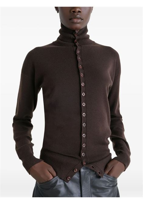 buttoned fitted cardigan woman aubergine LEMAIRE | TO1431 LK1045RE373